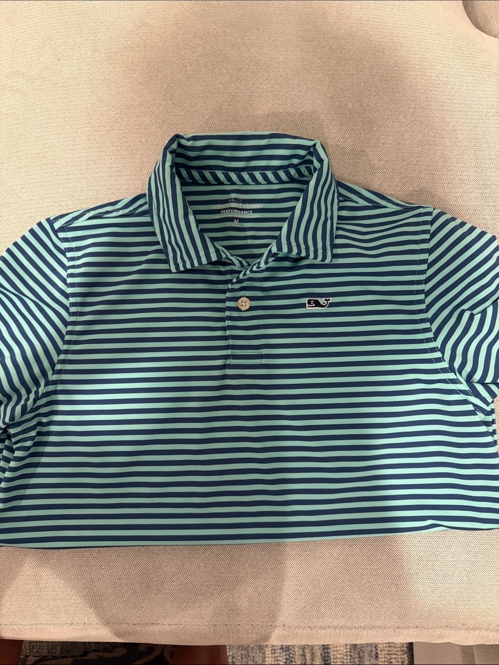 Vineyard Vines Performance Striped Polo Shirt in Navy and Green